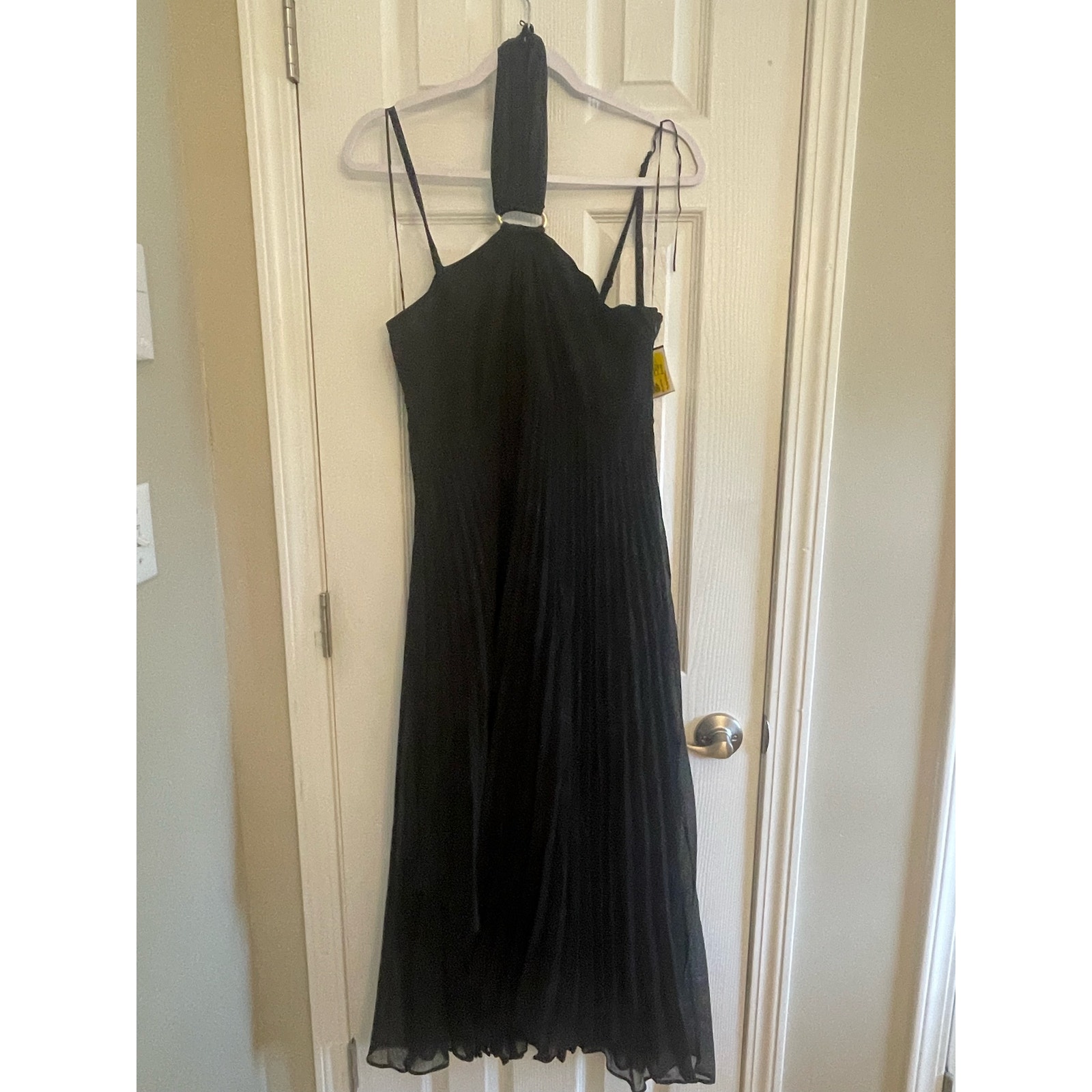 Dkny Black Special Occasion Pleated Chiffon Halter Dress, A29